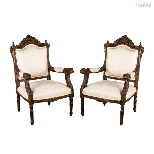 Pair of Louis XVI Style Carved Gesso Wood…