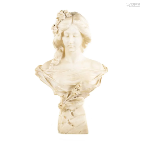 Adolfo Cipriani Alabaster Bust of a Young…