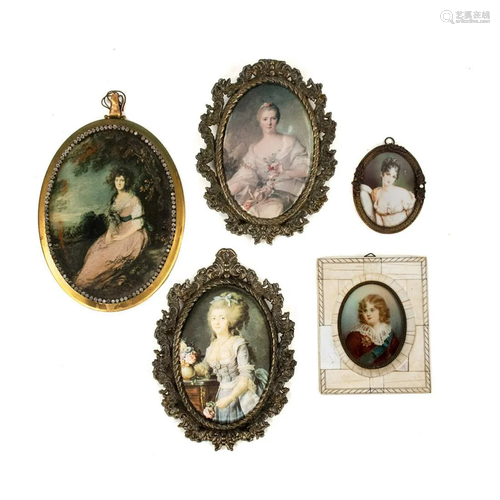 Group of 5 Miniature Portrait Prints