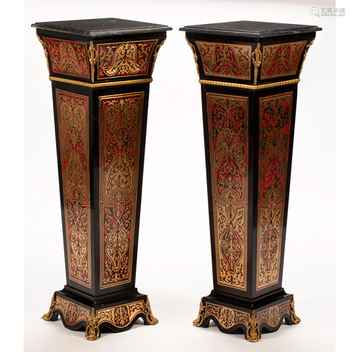 French Louis XVI Style Boulle Pedestals.