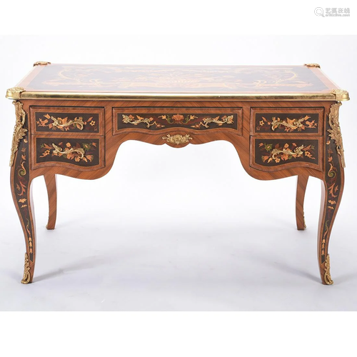 Louis XV Style Dore Bronze Mounted Inlaid Bur…