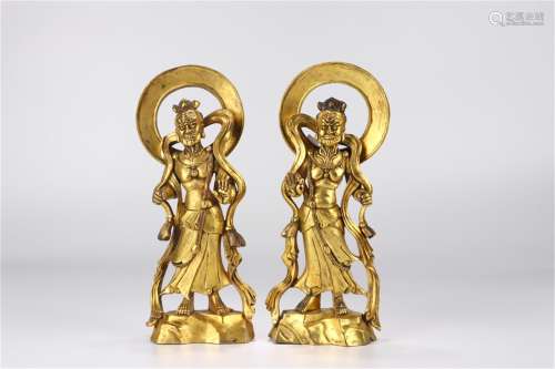 A Pair of Chinese Gilt Bronze Figure of Buddha