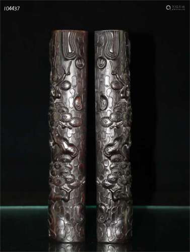 A Pair of Chinese Carved Hardwood Paperweights