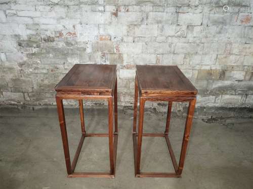 A Pair of Chinese Carved Hardwood Flower Stands