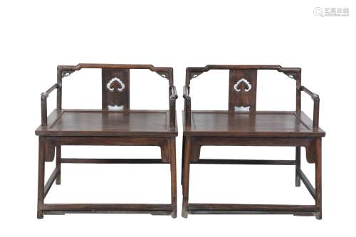 A Pair of Chinese Carved Hardwood Chairs