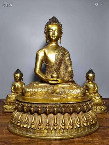 A Set of Three Chinese Gilt Bronze Figure of Buddha