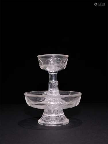 A Carved Rock Crystal Oil Lamp