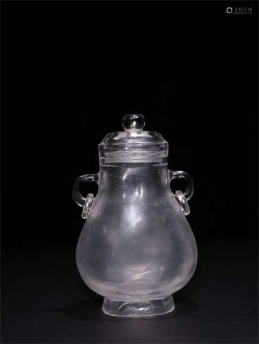 A Carved Rock Crystal Vase with Cover