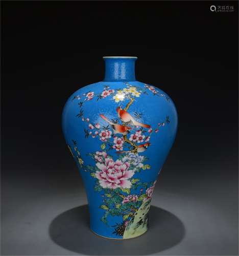 A Chinese Blue Ground Porcelain Vase