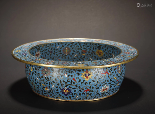 Qing, Gilt Bronze Cloisonne Basin