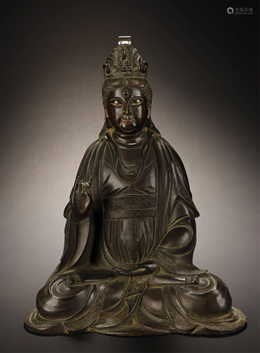 Qing Dynasty, Alloy Copper Kuan Yin Statue