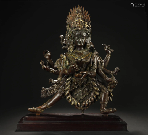 Qing, Gilt Bronze Eight Arms Buddha