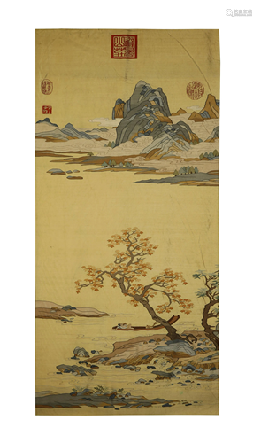 Qing, Landscape Painting on Silk