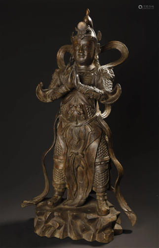 Qing Dynasty, Lacquered Bronze Standin…