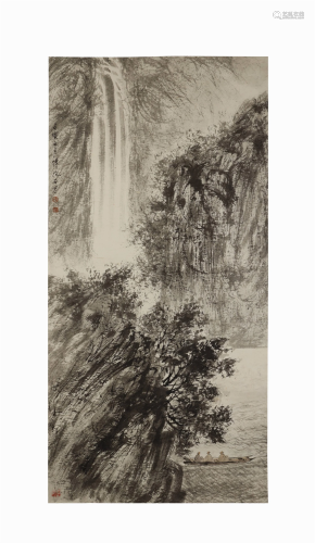 Fu Boashi, Landscape Painting with Scroll