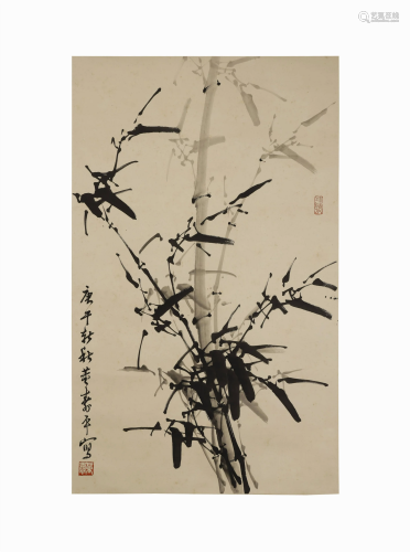 Dong Shouzhu, Bamboo Painting with Scroll