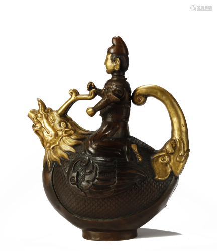 Tibet, Gilt Bronze Pot