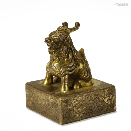 Qing , Gilt Bronze Seal
