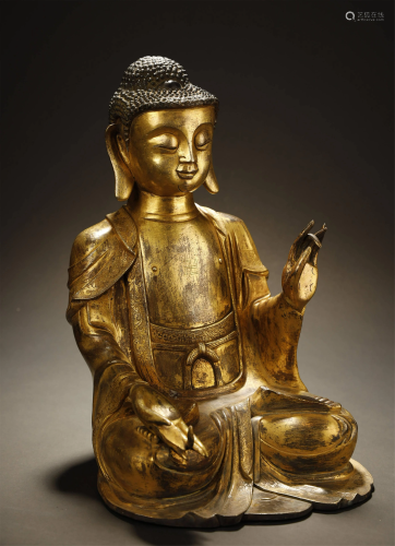 Ming, Gilt Bronze Sakyamuni Buddha