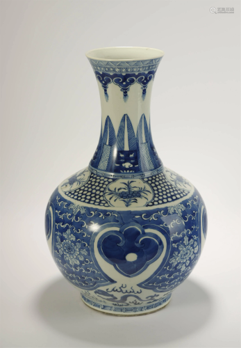 Qing Blue and White Flower Vase