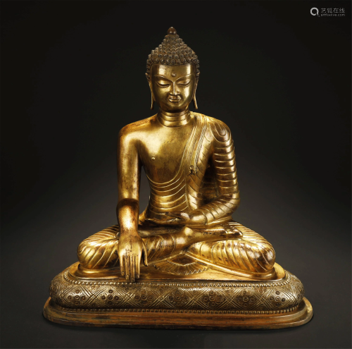 Qing, Gilt Bronze Sakyamuni Buddha