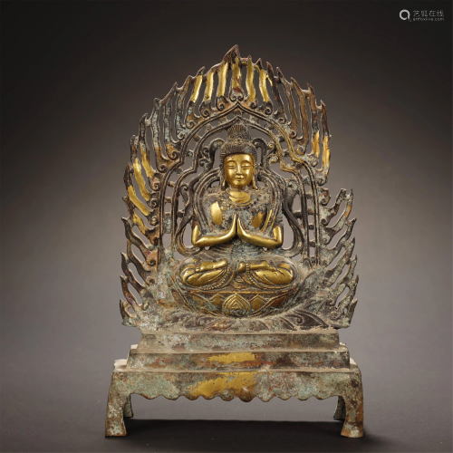 Ancient Gilt Bronze Sakyamuni Buddha