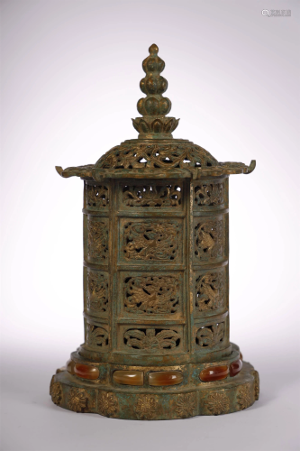Liao, Gilt Bronze Buddhist Bone Relic Tower