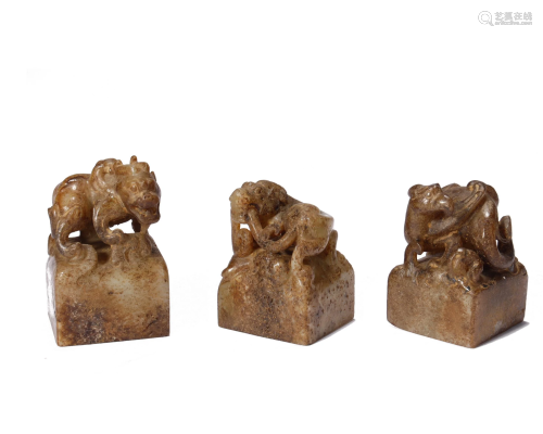 Ancient Jade Three Pieces of Beast Seals