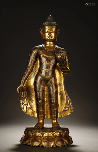 Qing, Gilt Bronze Sakyamuni Buddha