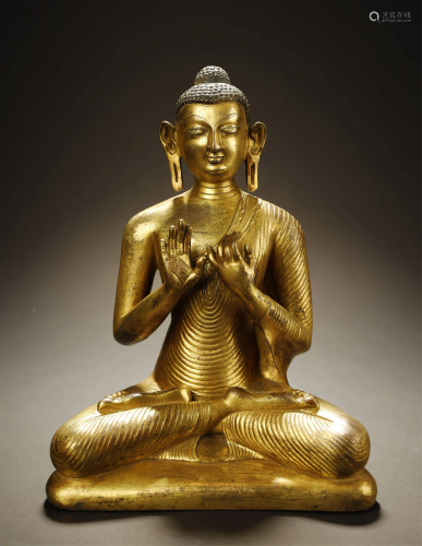 Qing, Gilt Bronze Sakyamuni Buddha