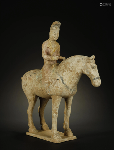 Tang , Painted Figure Riding a Horse