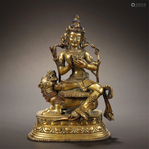 Gilt Bronze Manjushri Buddha