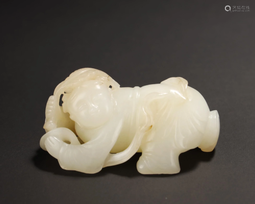 Qing Dynasty, Hetian Jade A Boy Pendant