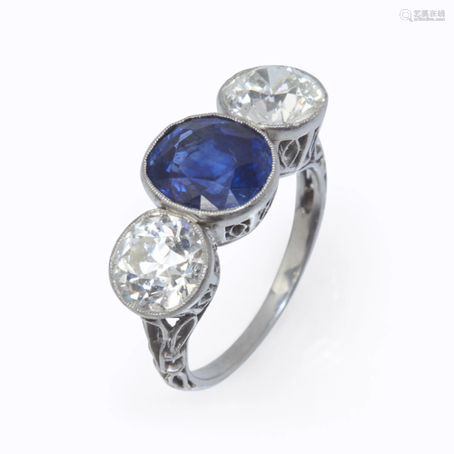 A Kashmir sapphire, diamond, and platinum ri…