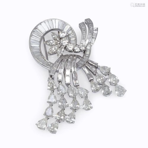 A diamond and platinum spray brooch,