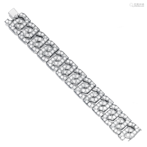 A diamond and platinum bracelet, Cartier, …