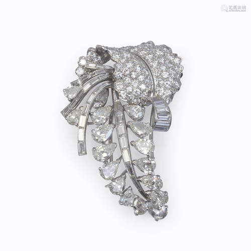 A diamond and platinum brooch,