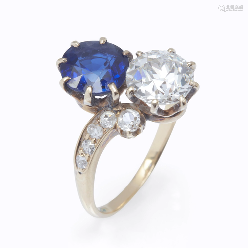 A sapphire and diamond ring,