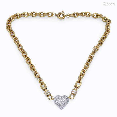 A diamond, platinum, and gold neckl…