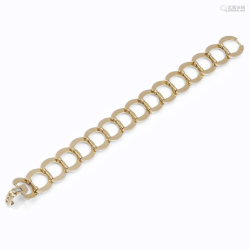An eighteen karat gold strap bracelet, Herm…