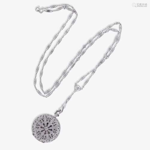 A diamond pendant watch on chain necklace,