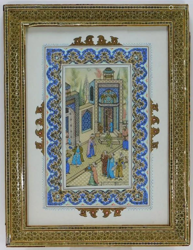 Persian Court Scene Miniature Painting