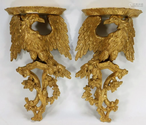 PR Gilt Carved Wood Eagle Shelves