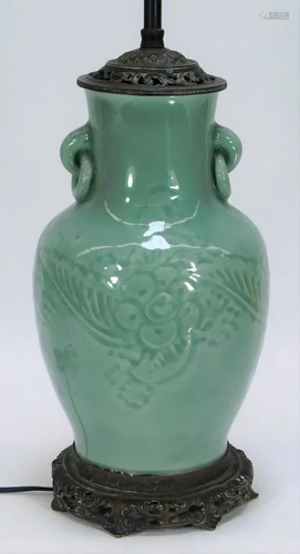 Chinese Celadon Table Lamp