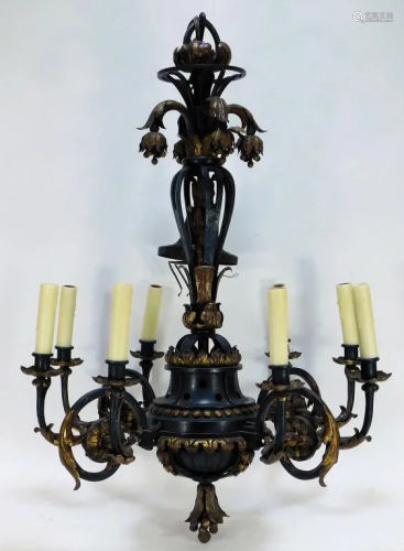 French Style Eight Light Wrought Iron Chande…