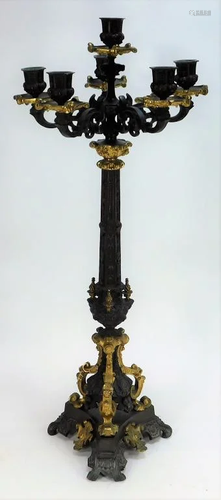 French Gilt Bronze 6 Light Candelabra