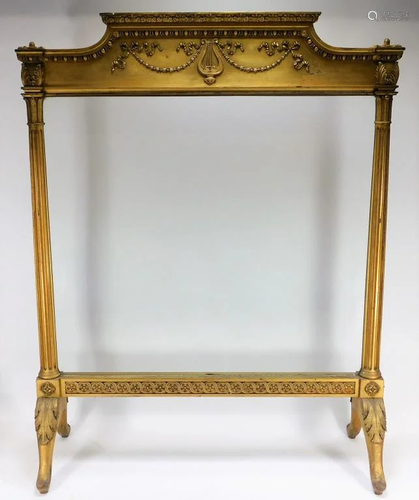 French Gilt Glass Panel Fireplace Screen