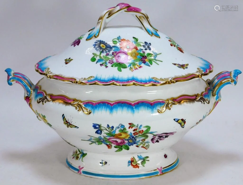 French Botanical Porcelain Soup Tureen