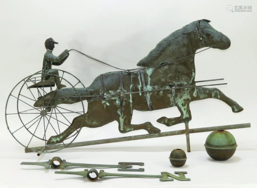 Vintage Horse and Jockey Sulky Weathervane
