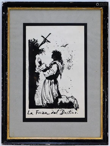 Eugene Berman Religious Ink Painting